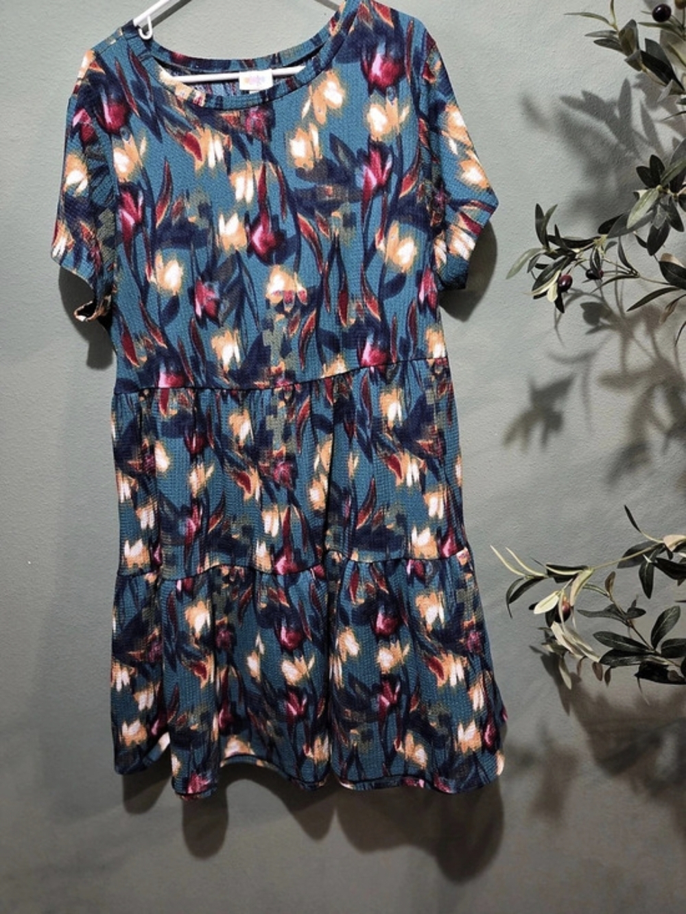 Lularoe Floral Mini Dress in Blue & Orange Size XL Like New